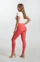 WR.UP Push-Up Button High Waist Skinny Flex Tech Leggings - Cayenne Red