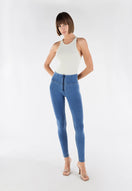 WR.UP Push-Up High Waist Skinny Denim Jeans - Denim Light Blue - Yellow Seam