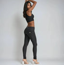 WR.UP Push-Up Low Waist Skinny Denim Jeans - Denim Black - Black Seam